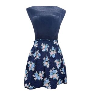 Loft Floral Navy Skirt